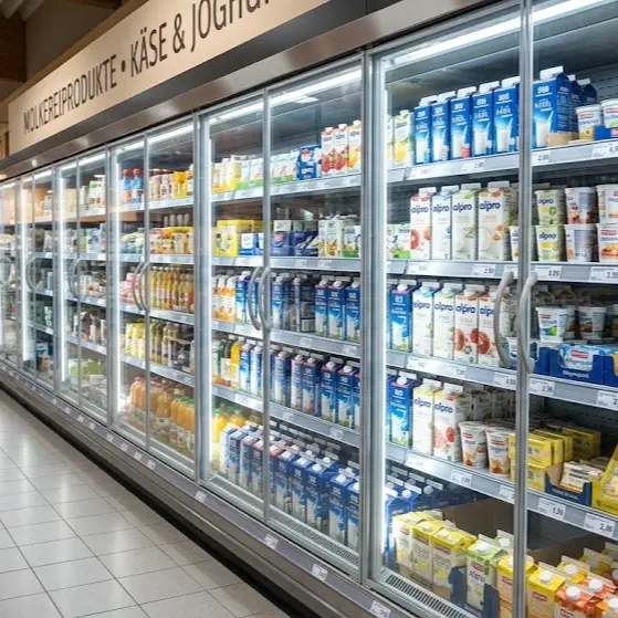Professionelles Kühlregal in einem Supermarkt - Wartung durch Schubert Kältetechnik